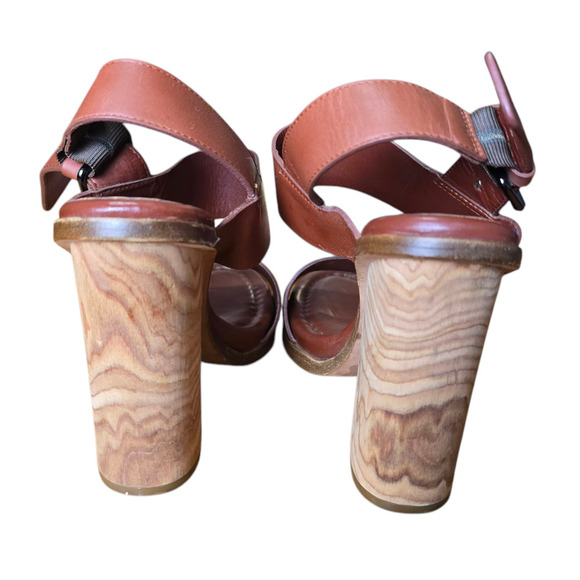 VINCE Haley Heel in Whiskey Sandals size 6 brown chunky - Picture 5 of 8